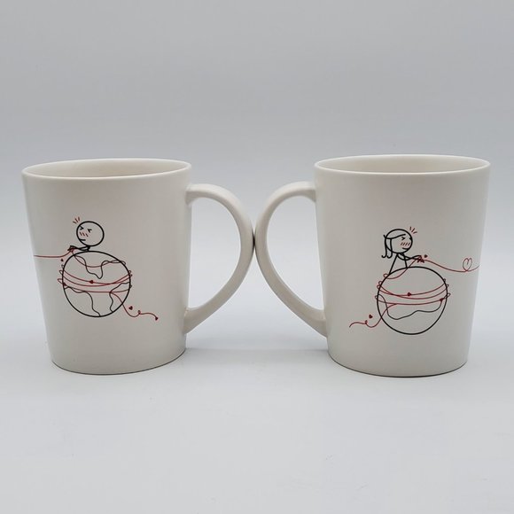 Two Treat It With Love Human Touch Global Long Distance Coffee Mugs Coffee Cups - Picture 2 of 6